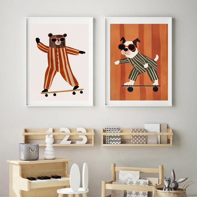 โปสเตอร์สัตว์ตลกๆ 1 ชิ้น ไม่มี - Animals Baby Nursery บทวิจารณ์และราคา