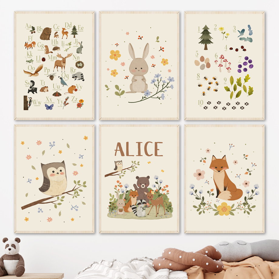 ภาพพิมพ์บนผ้าใบลายกระต่าย จิ้ง - Animals Baby Nursery บทวิจารณ์และราคา