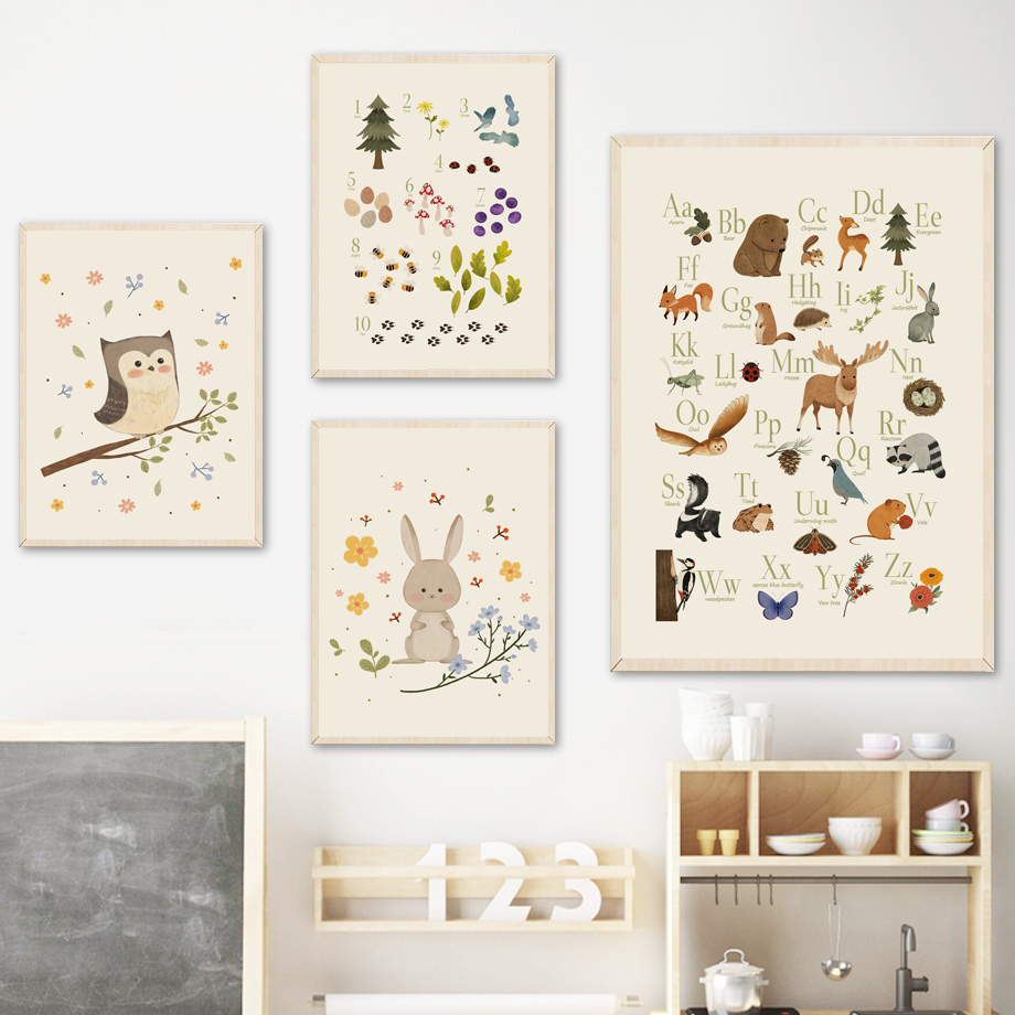 ภาพพิมพ์บนผ้าใบลายกระต่าย จิ้ง - Animals Baby Nursery บทวิจารณ์และราคา