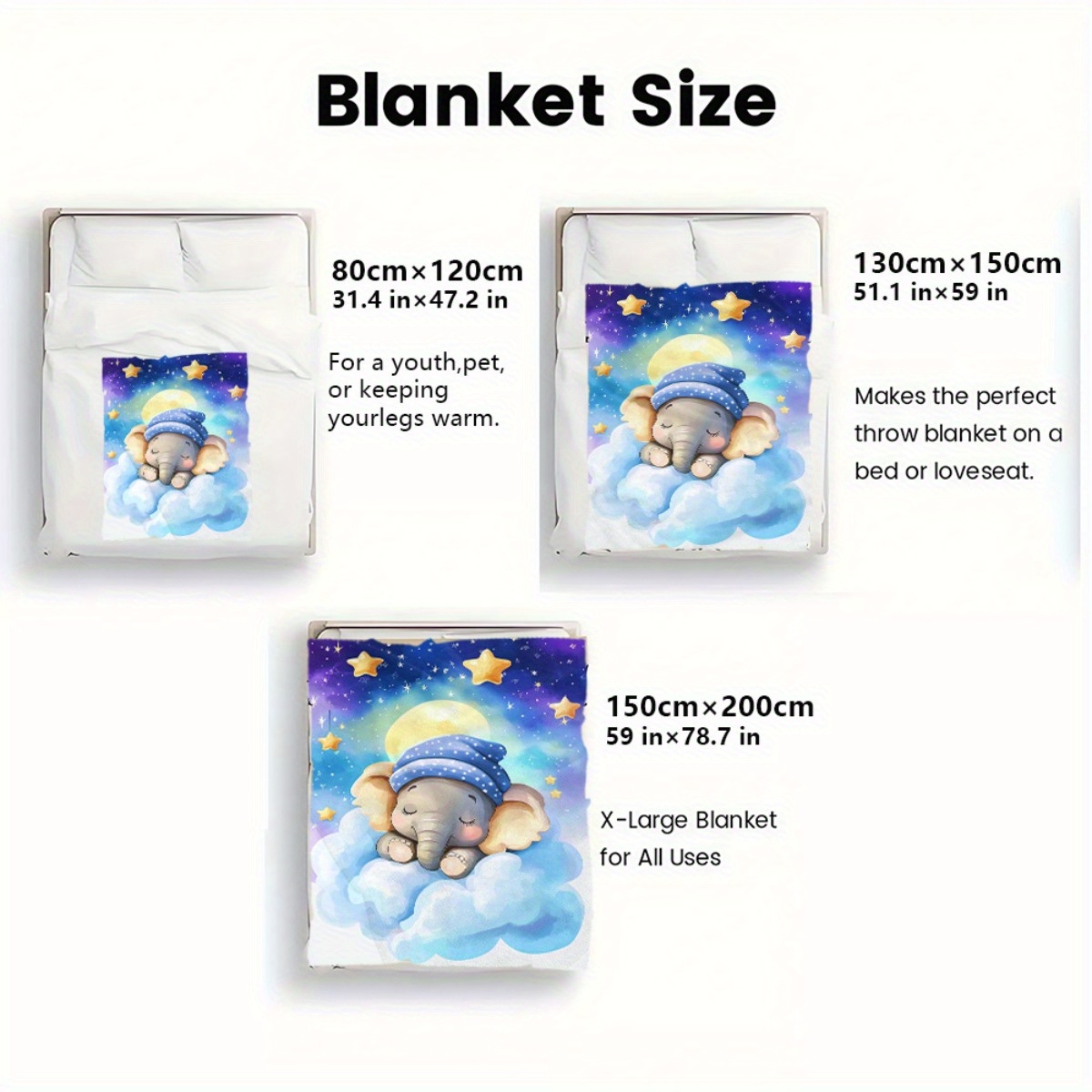ผ้าห่มฟลีซลายช้างน้อยนอนหลับบน - Baby Nursery Elephant Theme บทวิจารณ์และราคา