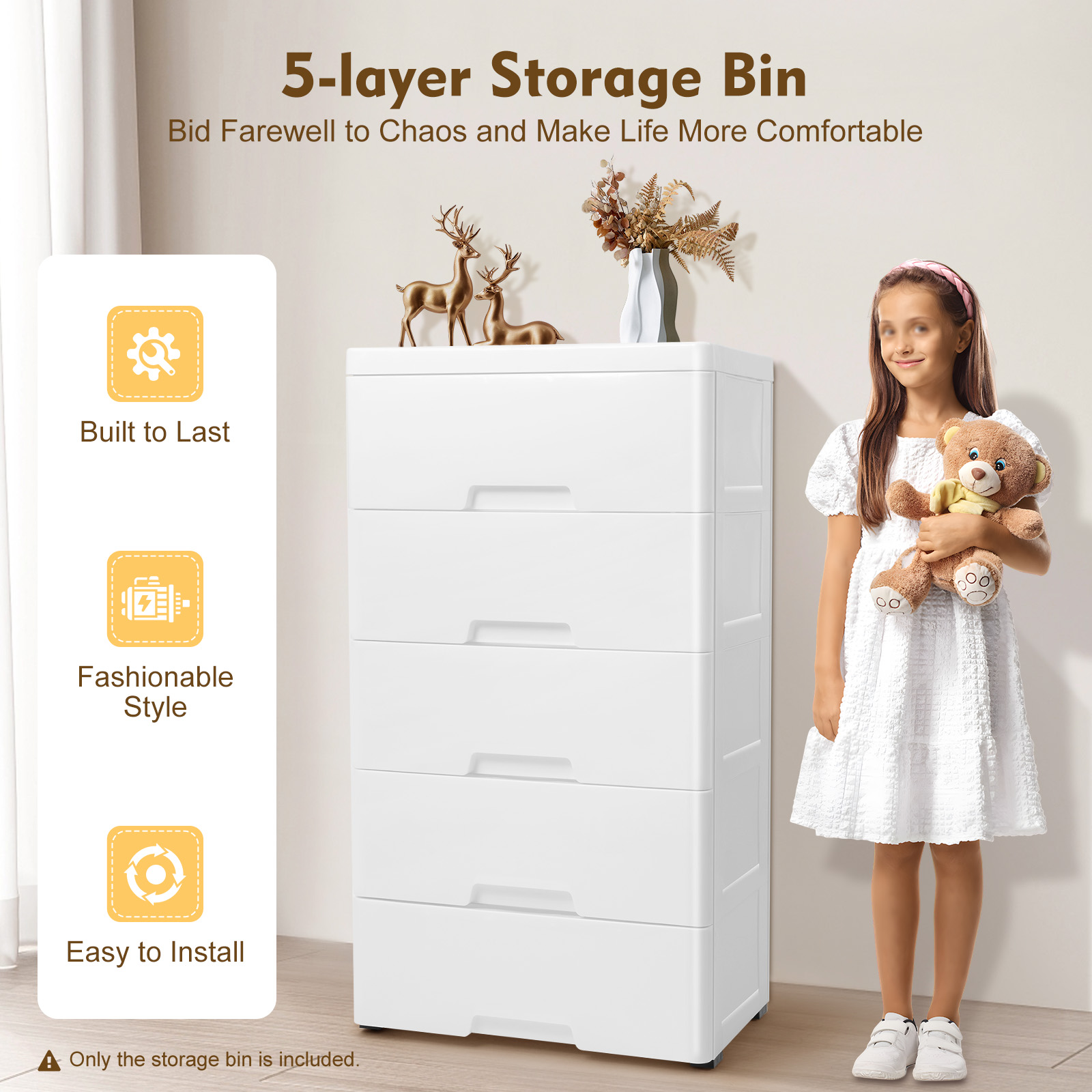 ตู้เก็บของ 5 ชั้น ขนาดใหญ่ ลิ้ - Drawer Dresser White บทวิจารณ์และราคา