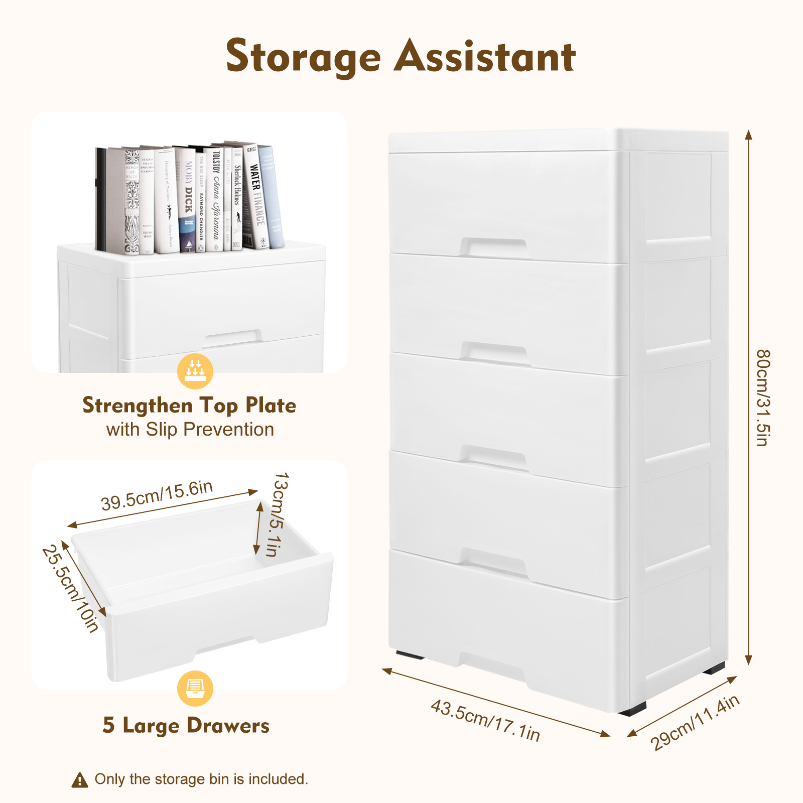 ตู้เก็บของ 5 ชั้น ขนาดใหญ่ ลิ้ - Drawer Dresser White บทวิจารณ์และราคา