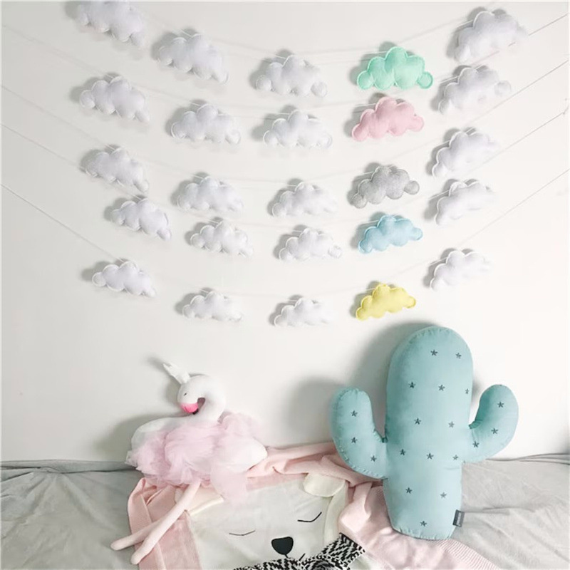 Nordic Felt Cloud Garlands Str - Baby Nursery Hanging Decor บทวิจารณ์และราคา